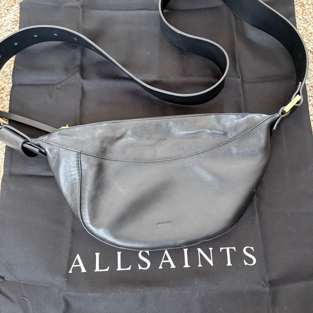 All Saints Black Luna Crossbody Bag